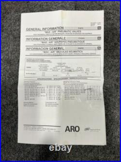 INGERSOLL-RAND ARO M213SS-120-A 4-Way 2 Position Solenoid Valve 3/8 NPT/120V